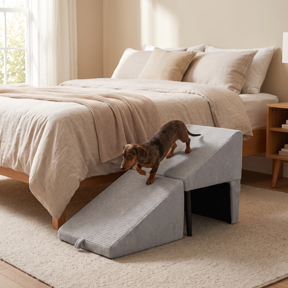 Sturdy Wooden Dog Ramp & Stairs for Gentle Climbing