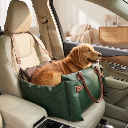 Waterproof Faux Leather Dog Car Seat Bed for Easy Travel