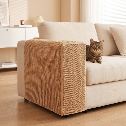 Couch Arm Covers, Faux Sisal Cat Scratch Sofa Armrest Protector, Non-Slip Drape-Over, for Cats