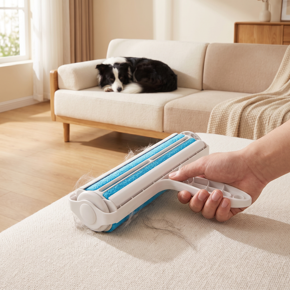 Reusable Self-Cleaning Pet Hair Roller for Fur-Free Couches