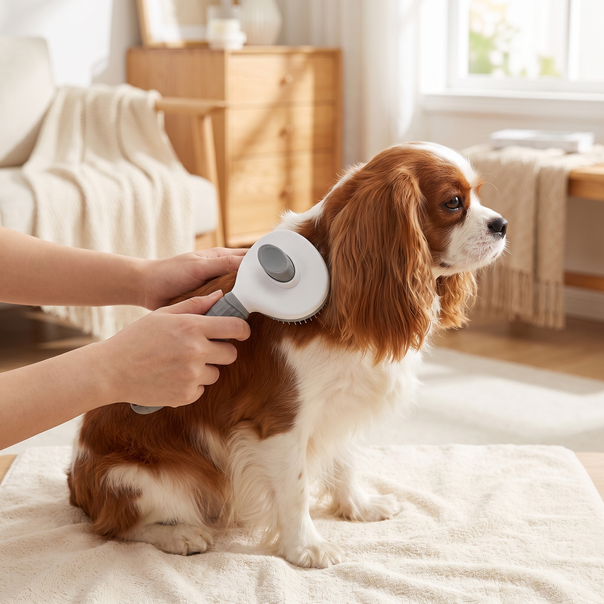 Gentle Self-Cleaning Slicker Brush for Easy Deshedding
