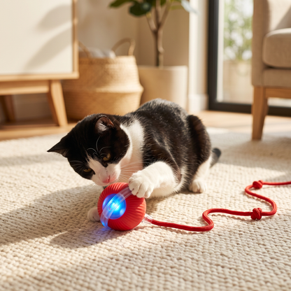 Entertaining Rolling Cat Ball with Faux Tail for Solo Play