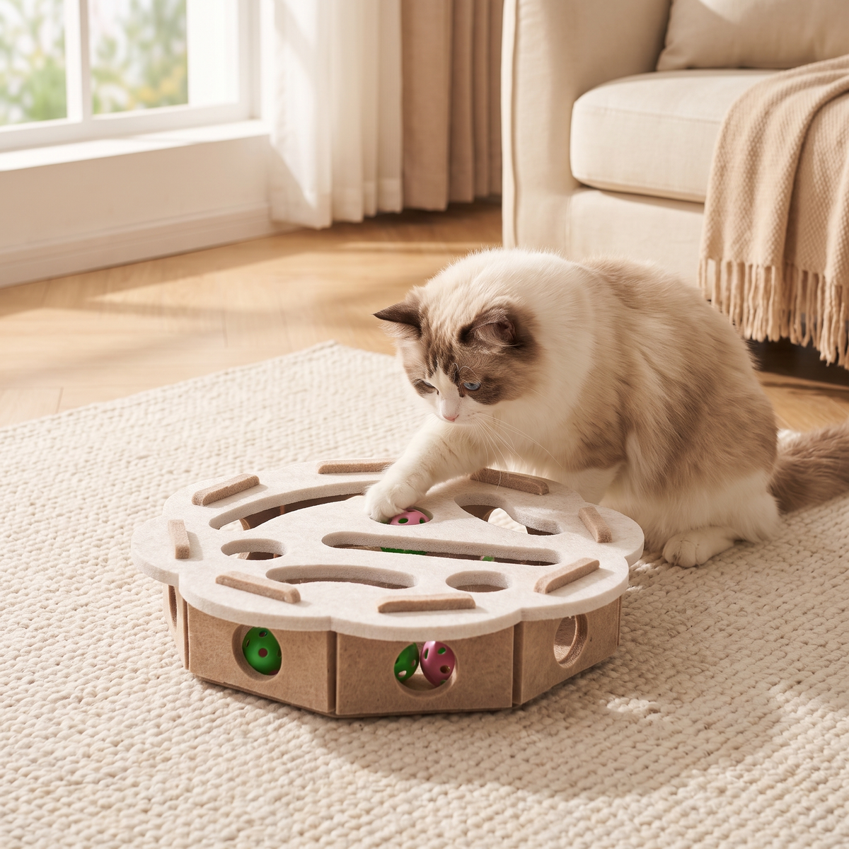 Entertaining Felt Cat Puzzle Box for Hide-and-Seek Play