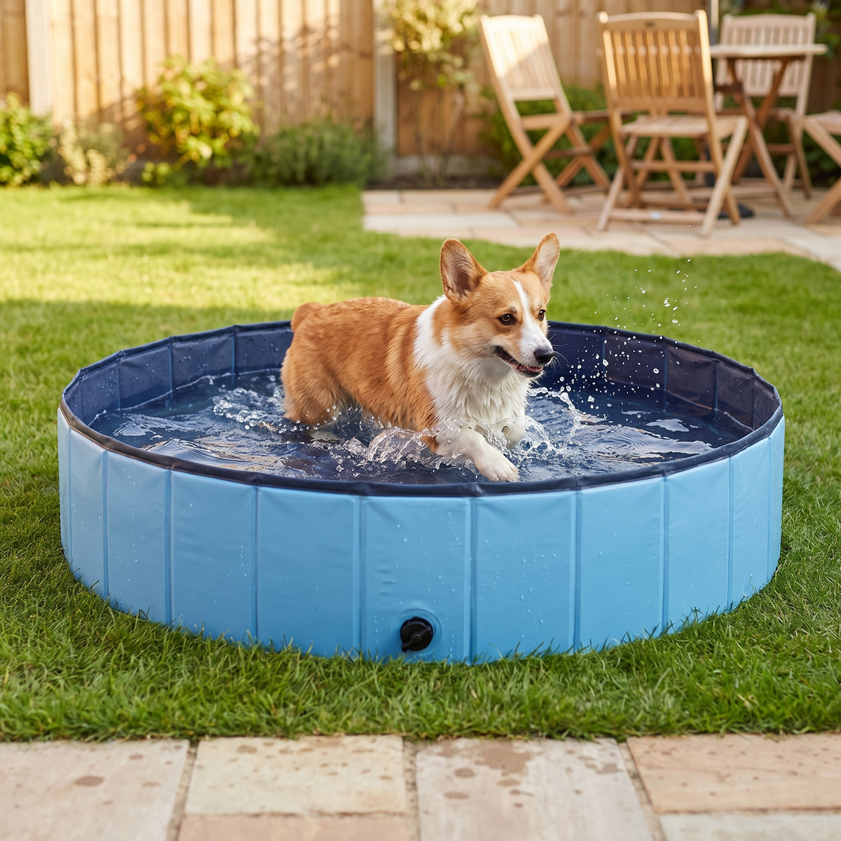 Splash-Ready Foldable Double-Layer Dog Pool for Summer Fun