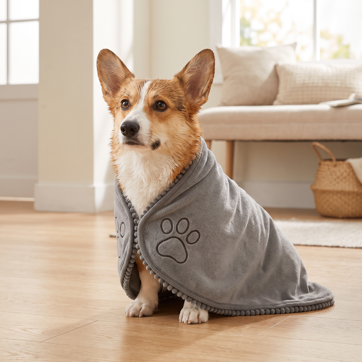 Superabsorbent Microfiber Dog Towel Wrap for Fast Drying