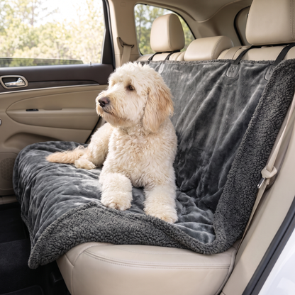 Plush Fleece & Sherpa Backseat Dog Blanket for Cozy Rides