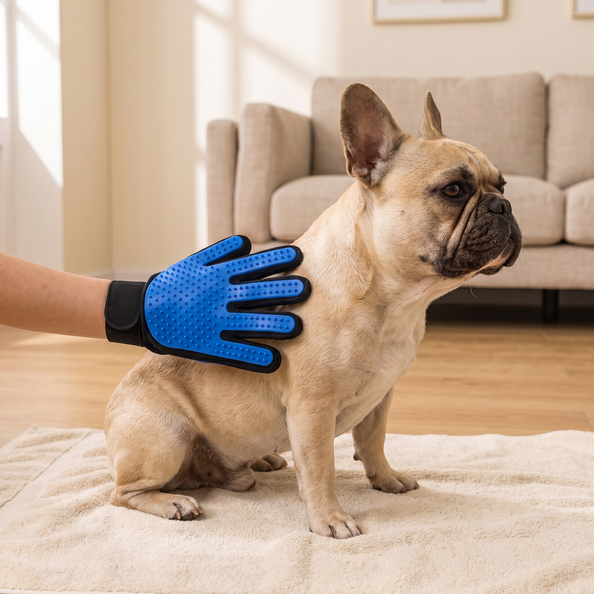 Gentle Five-Finger Grooming Glove for Effortless Deshedding