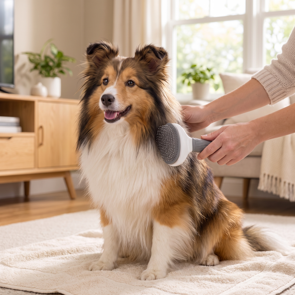 Gentle Self-Cleaning Slicker Brush for Smooth, Shiny Coats