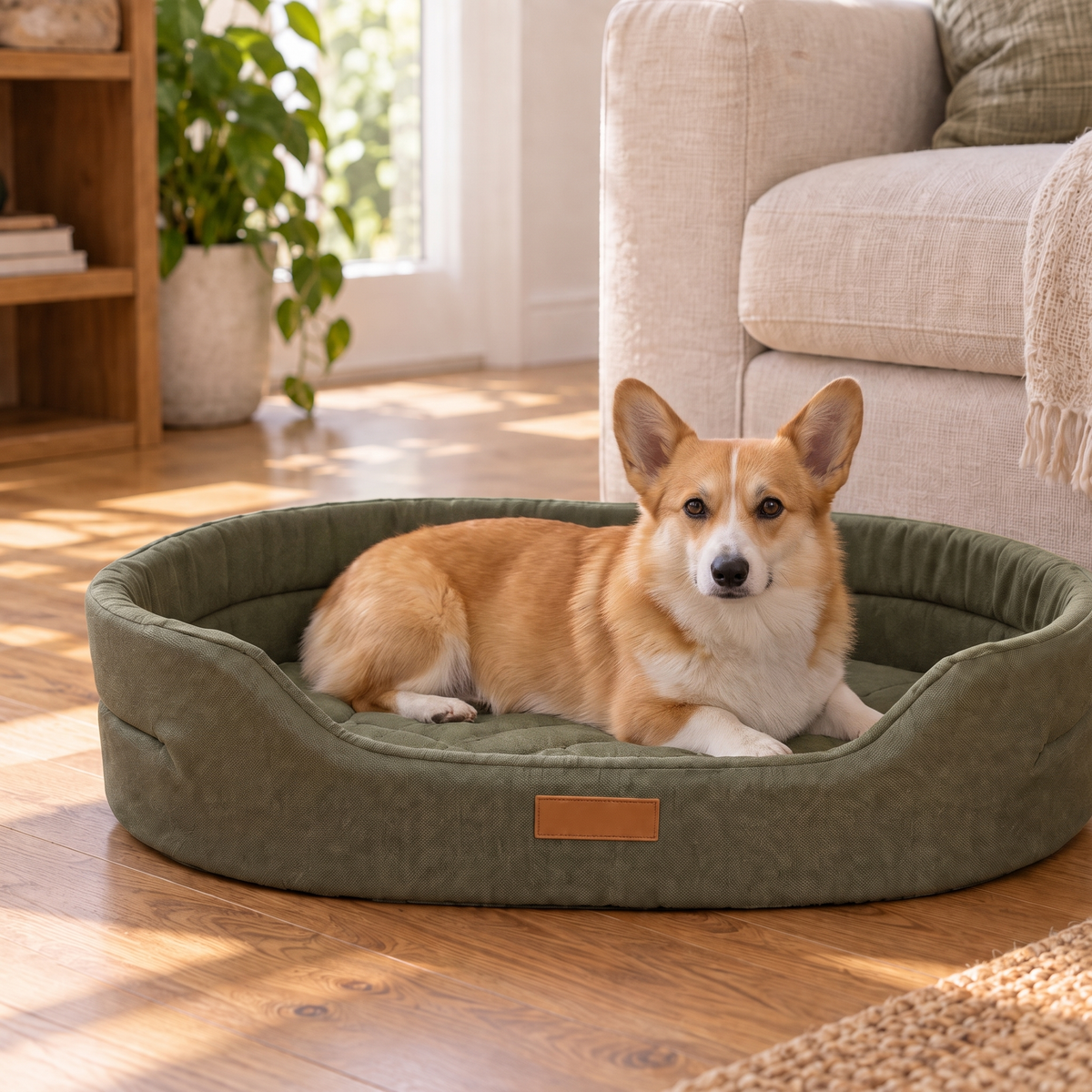 Cozy Cushioned Oval Pet Bed for Peaceful Small Dog Naps