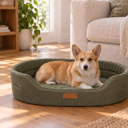 Cozy Cushioned Oval Pet Bed for Peaceful Small Dog Naps