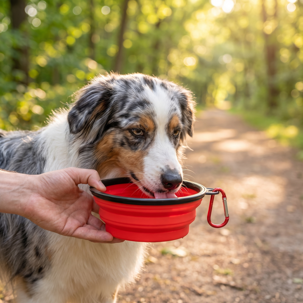 Handy Collapsible Travel Dog Bowl for Food & Water Breaks