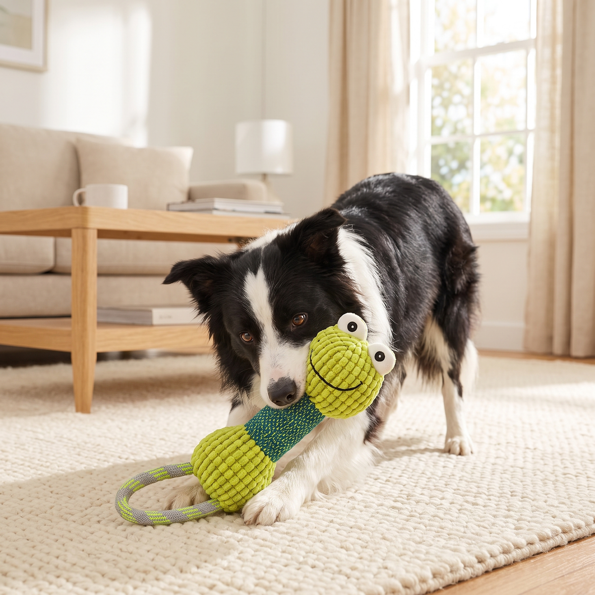 Cuddly Polyester Plush Frog Dog Toy for Gentle Play
