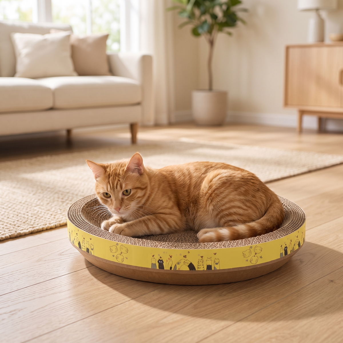 Cozy Corrugated Cardboard Cat Scratcher Lounge for Naps