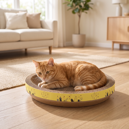 Cozy Corrugated Cardboard Cat Scratcher Lounge for Naps