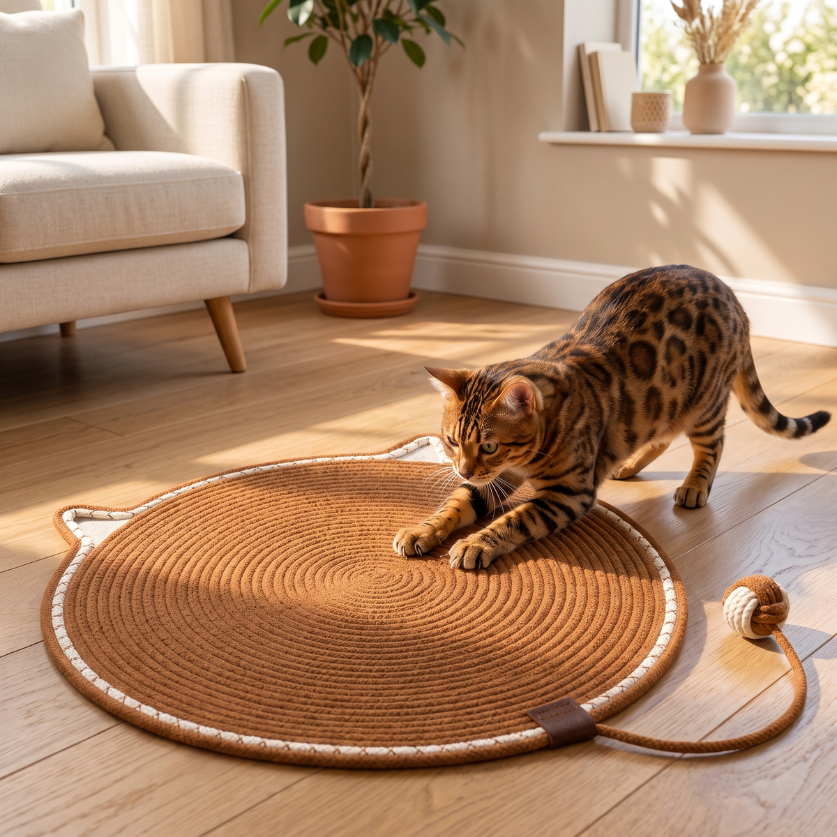 Durable Cotton Rope Cat Scratching Mat for Cozy Lounging