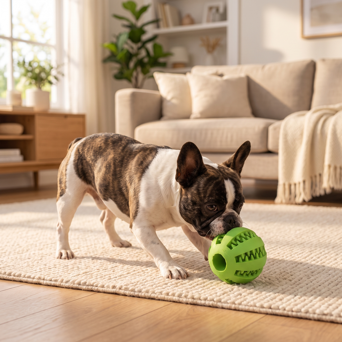 Entertaining Treat-Dispensing Ball for Active Puzzle Play