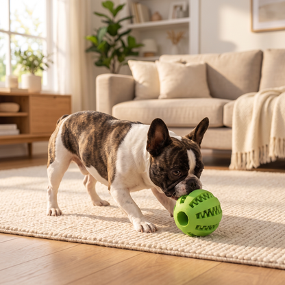 Entertaining Treat-Dispensing Ball for Active Puzzle Play