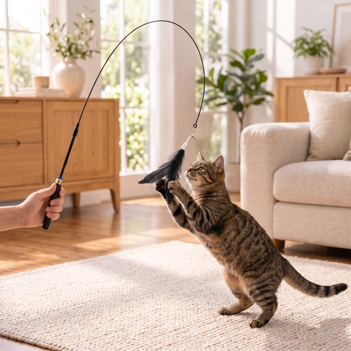 Entertaining Feather Teaser Wand with Suction-Cup Base