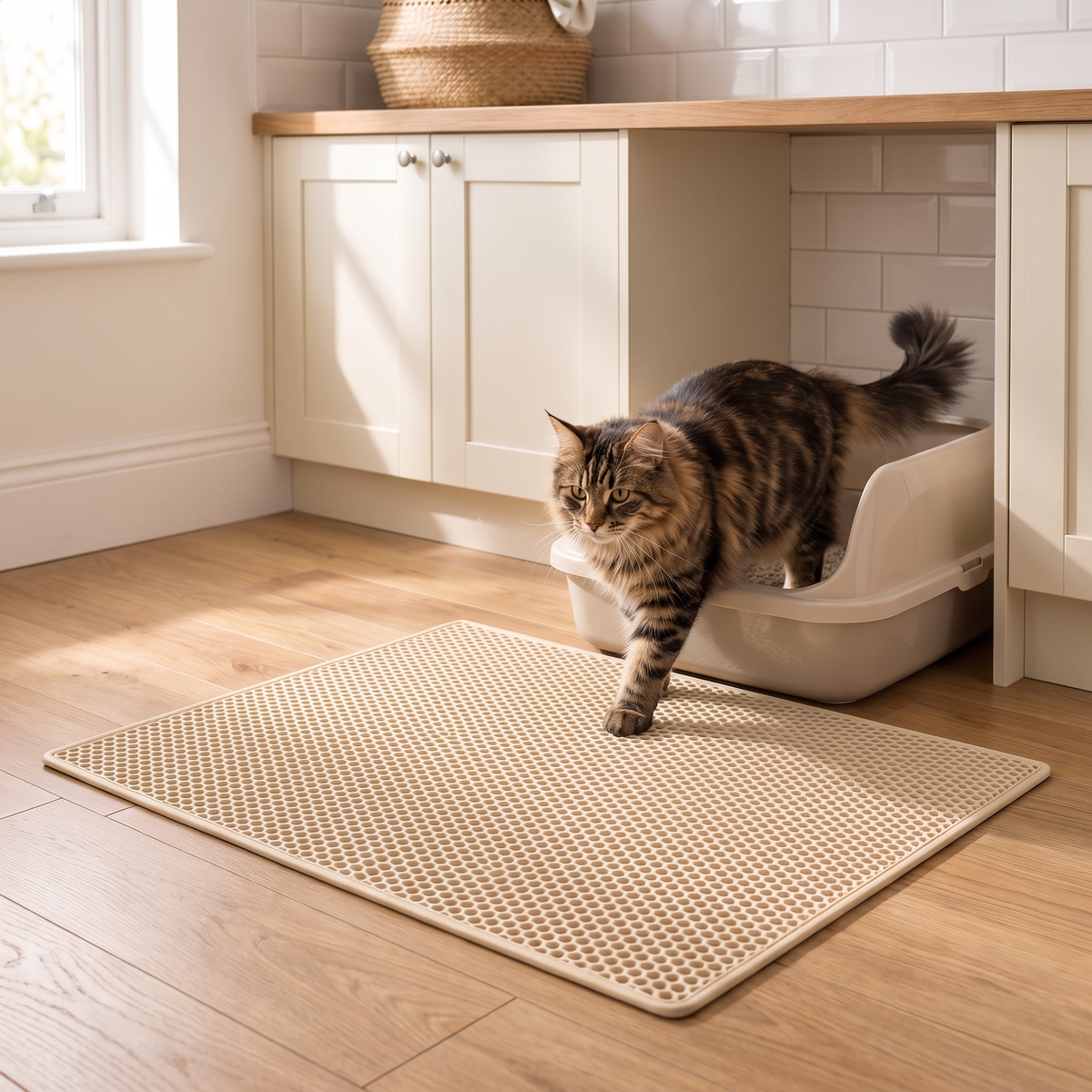 Smart Double-Layer Honeycomb Litter Mat for Clean Floors