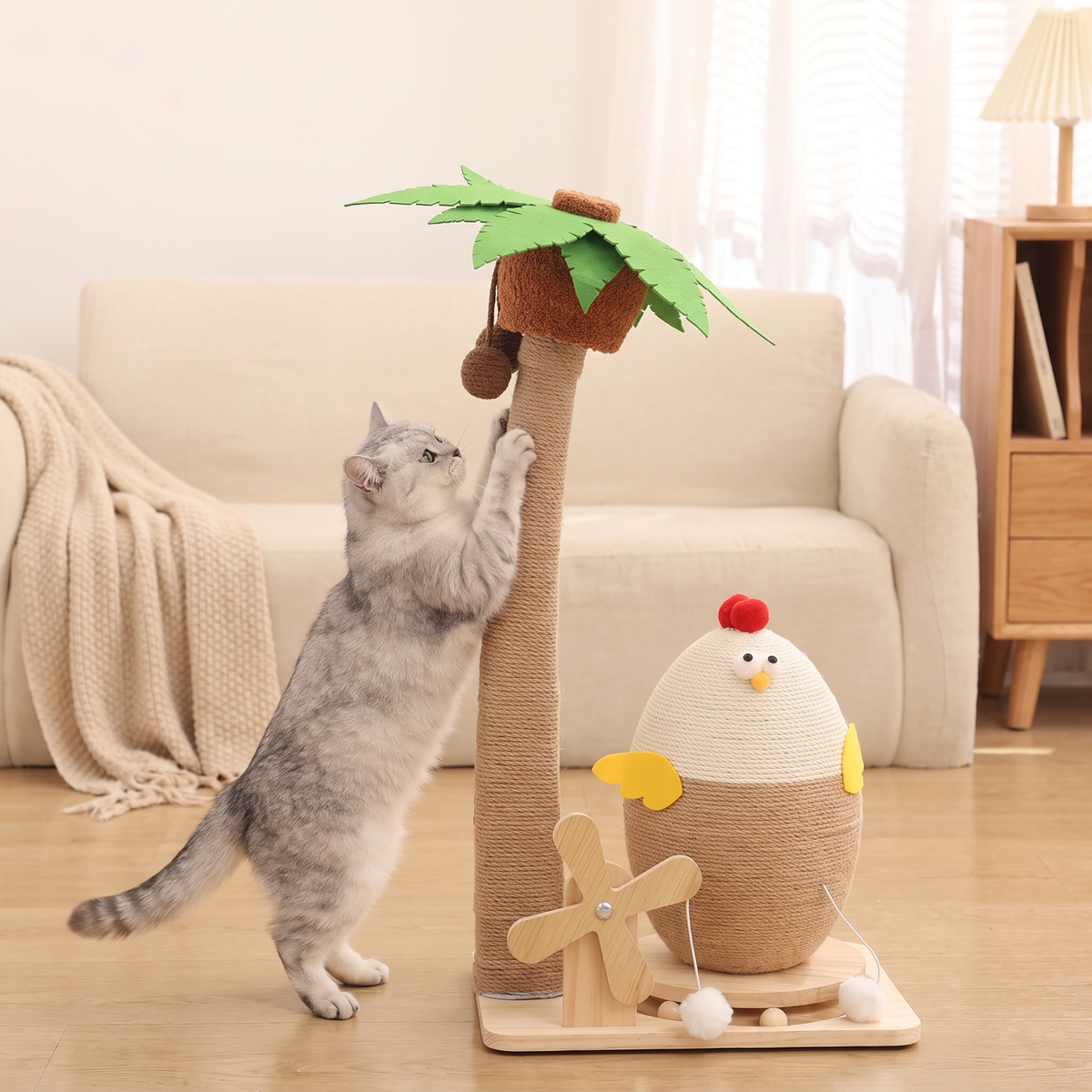 Vertical Sisal Cat Scratching Post with Spinning Toy