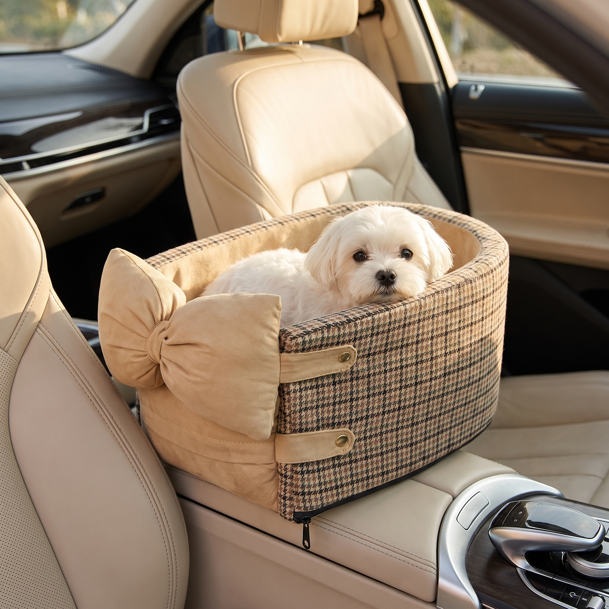 Car Center Console Pet Bed for Small Dogs and Cats