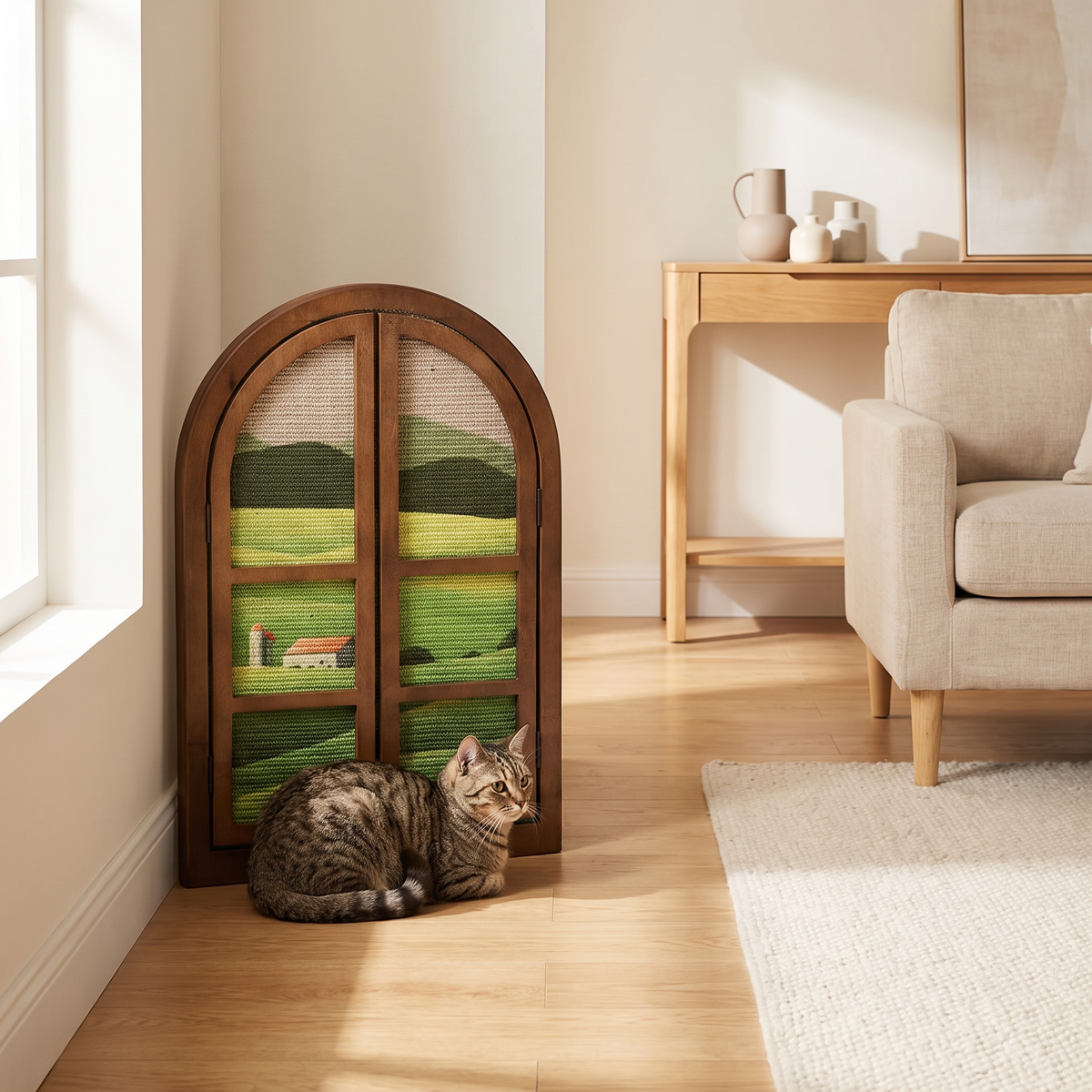 Window Frame Cat Scratcher in Dark Brown