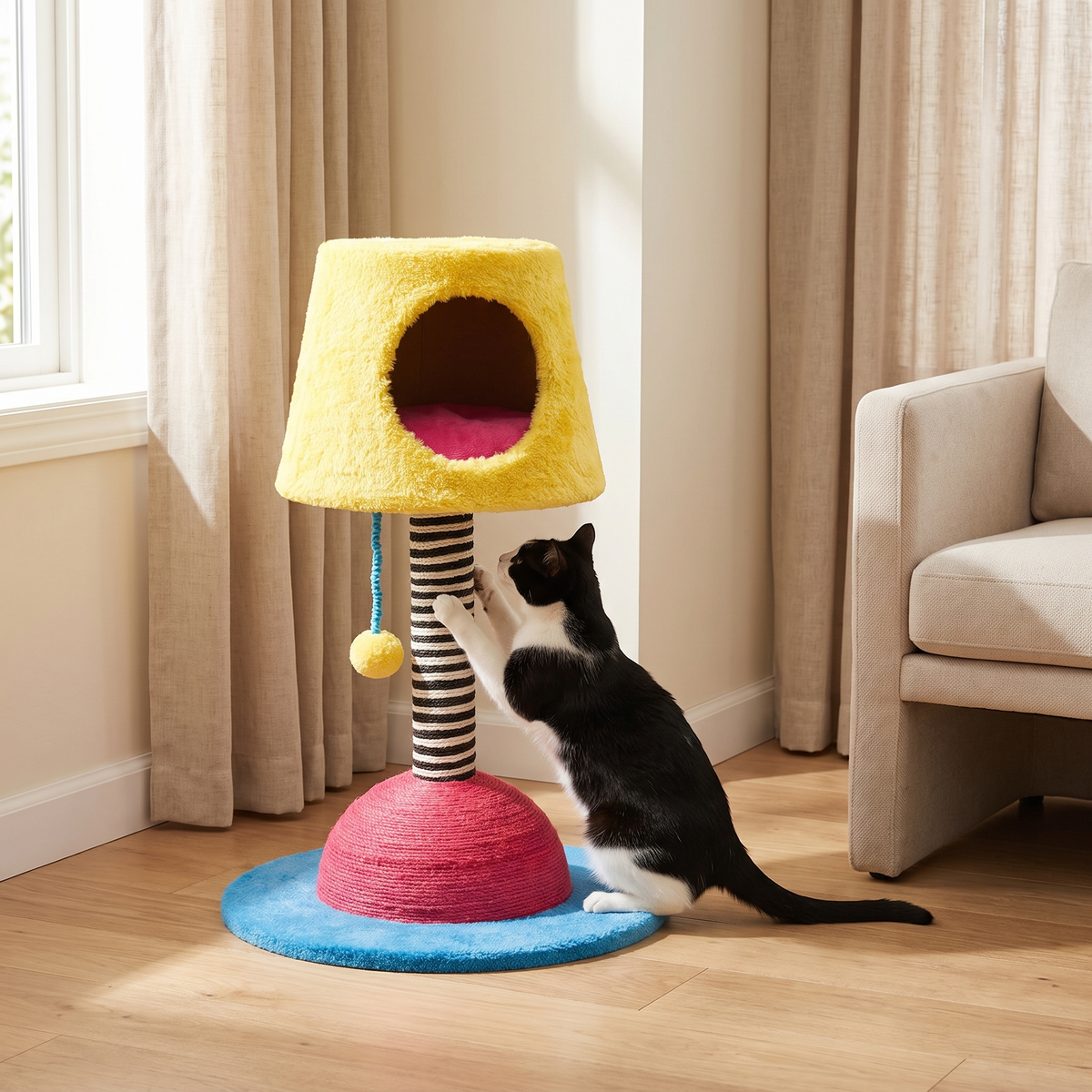 Lamp-Style Cat Scratching Post for Living Rooms