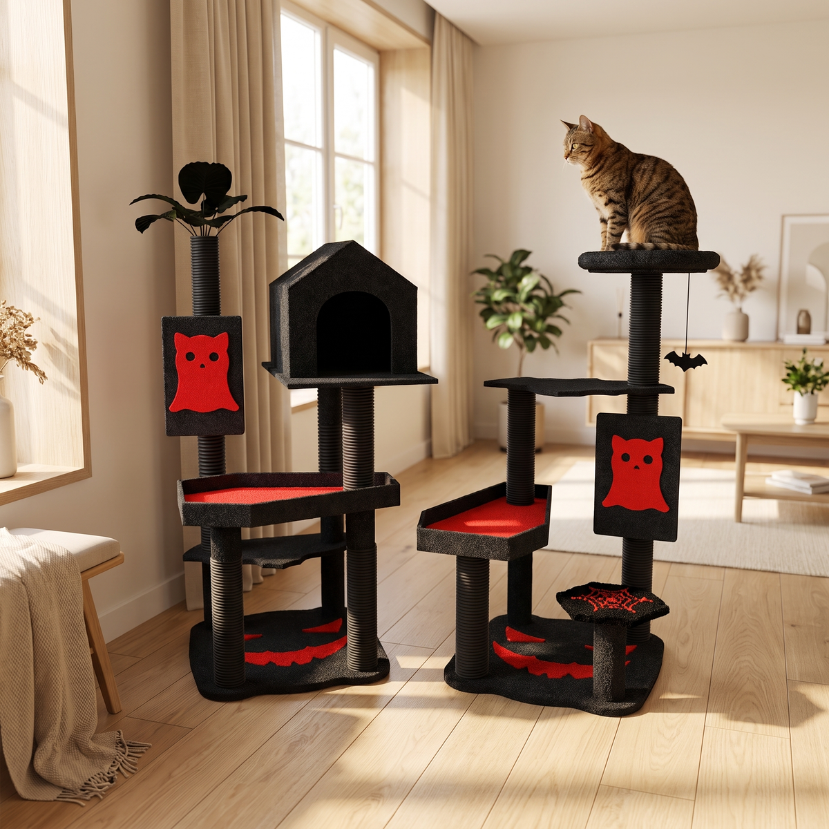 Halloween Cat Tree in Red or Orange