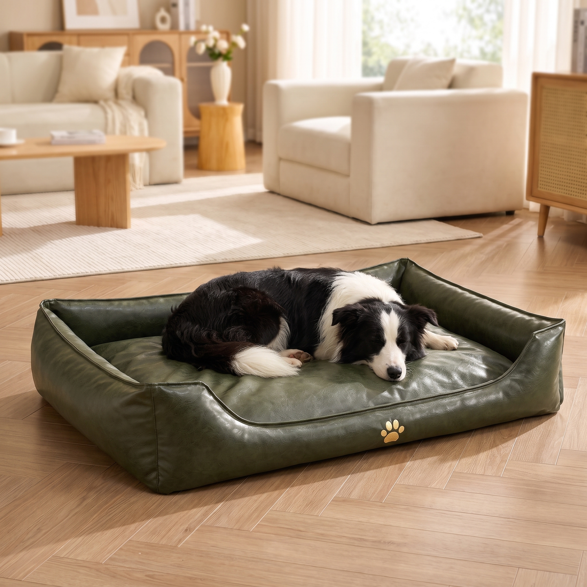 Mini Leather-Look Dog Sofa Bed with Wipe-Clean Surface