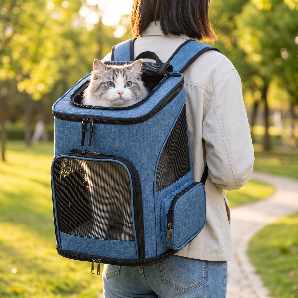 Cat Backpack Carrier, Expandable for Cats & Small Dogs