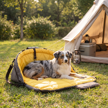 Travel Dog Bed and Carry Bag, 2-in-1 Foldable for Road Trips