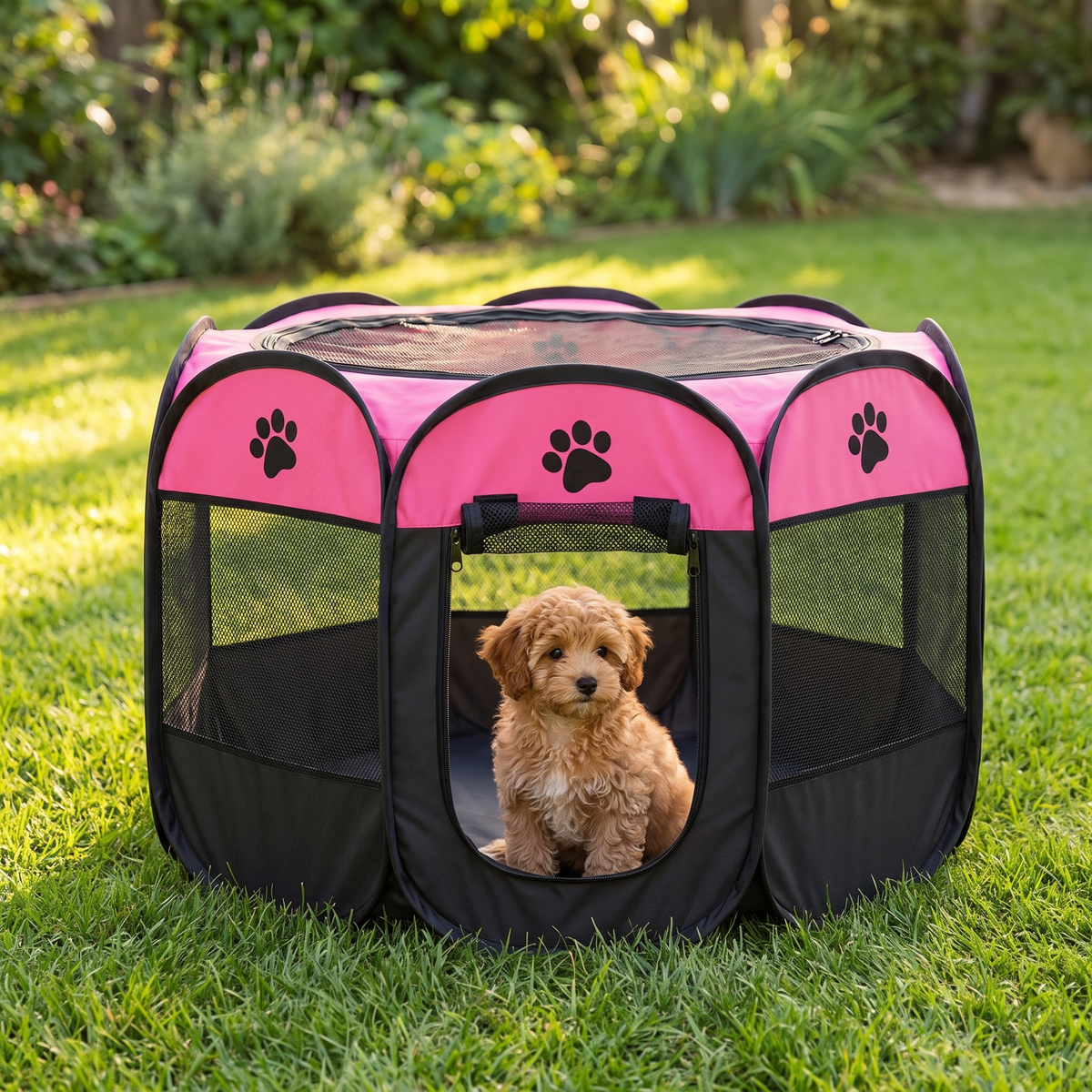 Portable Dog Playpen, Foldable with Carry Bag for Travel & Camping