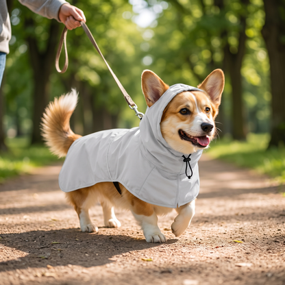 Dog Raincoat with Hood, Lightweight Sun & Rain Cape