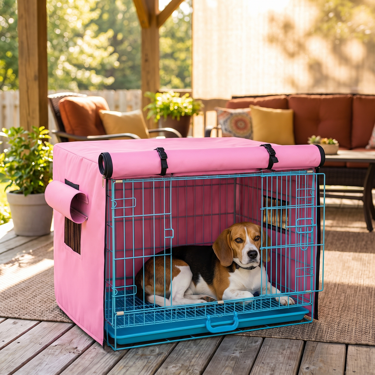 Dog Crate Cover for Indoor & Outdoor Use, All-Weather Kennel Cover