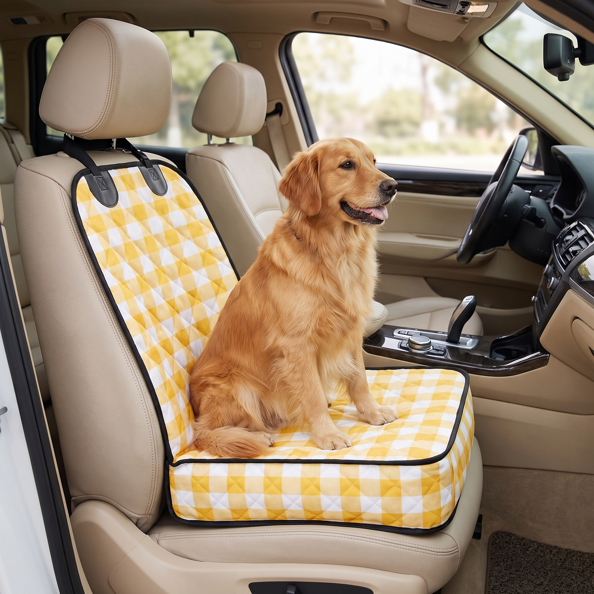 Front Seat Dog Car Seat Cover with Seat Belt Tether