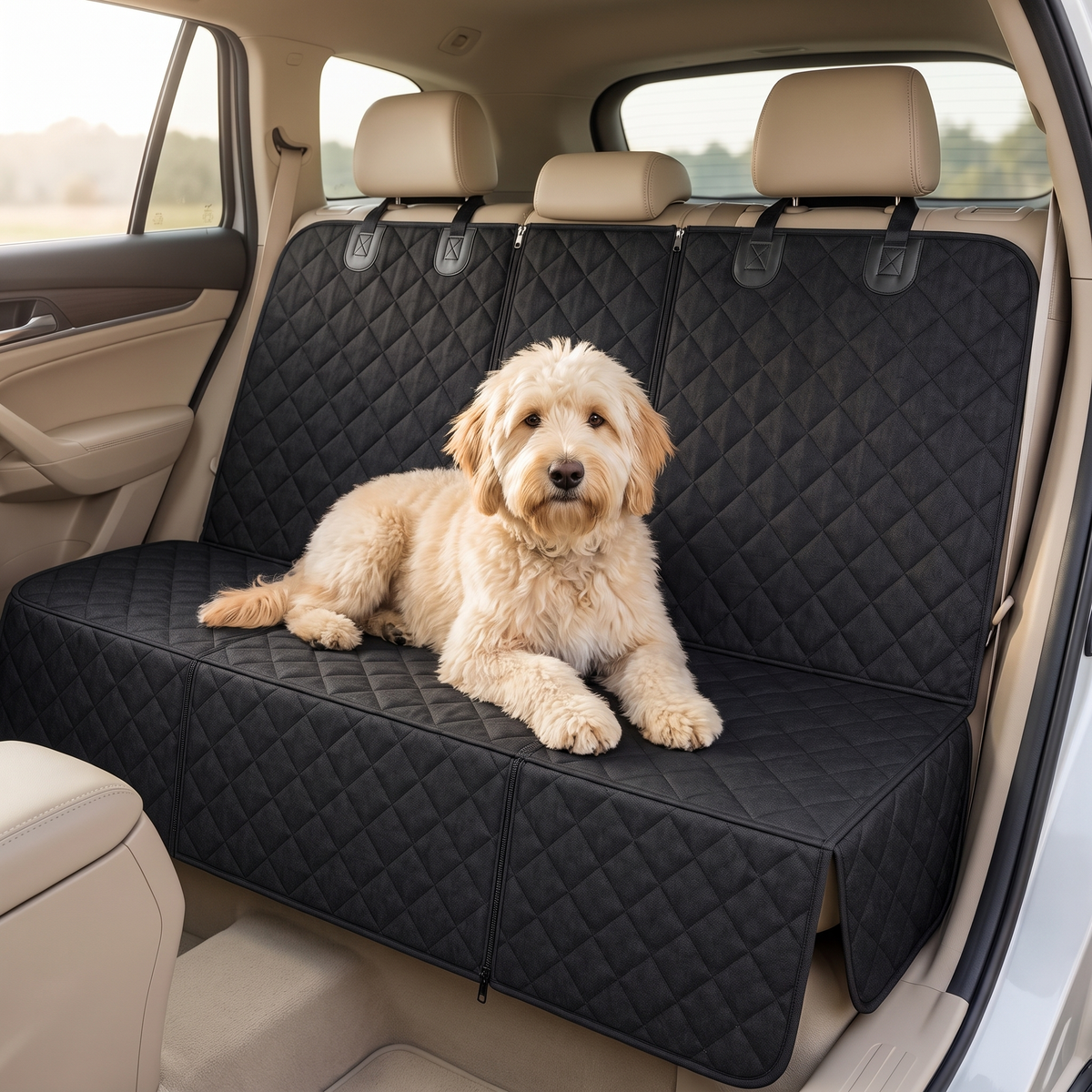 Waterproof Dog Car Seat Cover for Back Seat, Quilted Protector