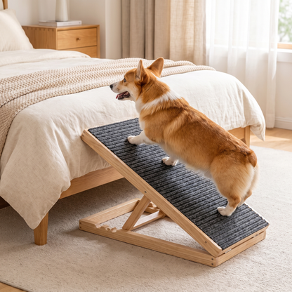 Dog Ramp for Bed & Couch, Foldable Wooden Pet Ramp