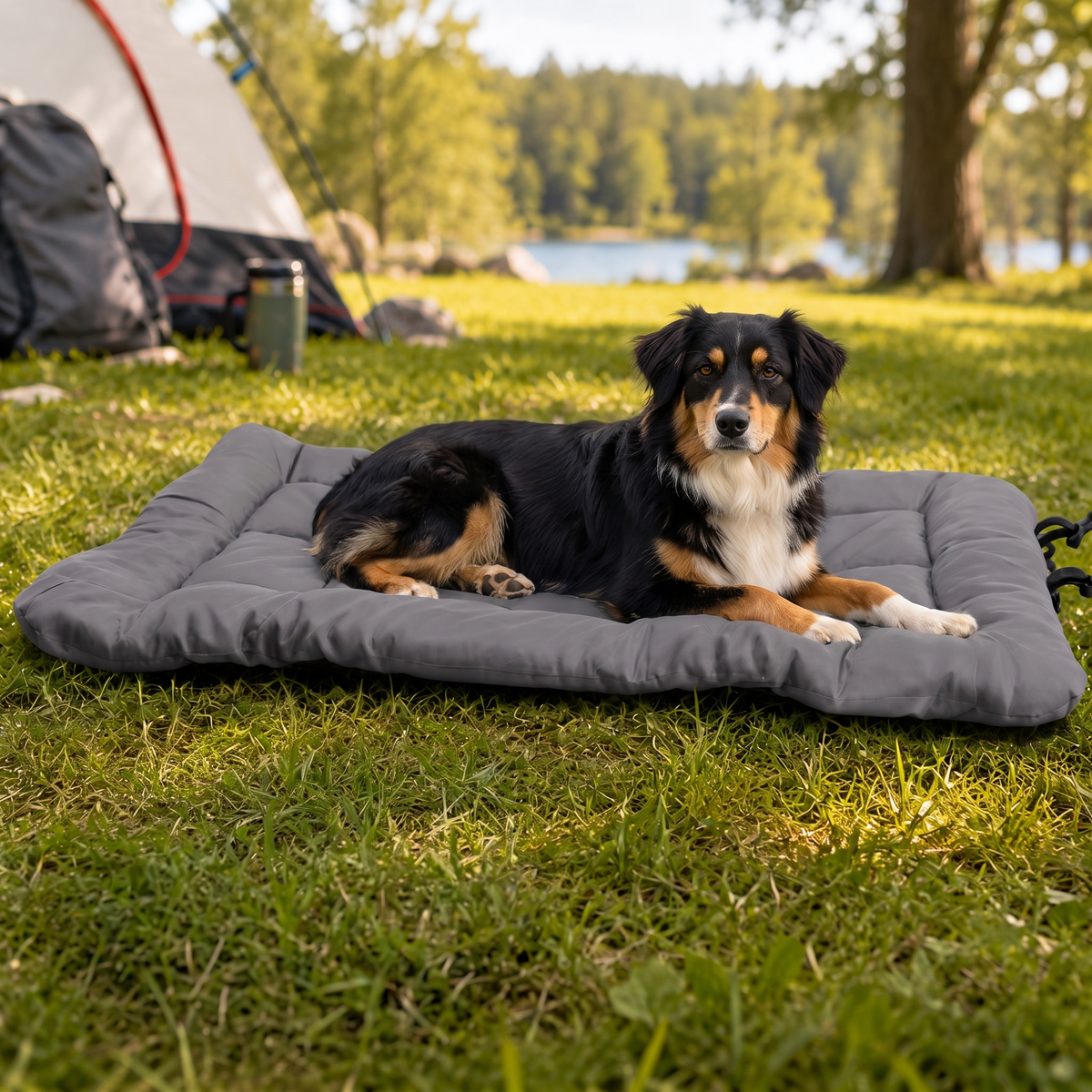 Portable Dog Bed for Camping & Car Travel, Roll-Up Mat