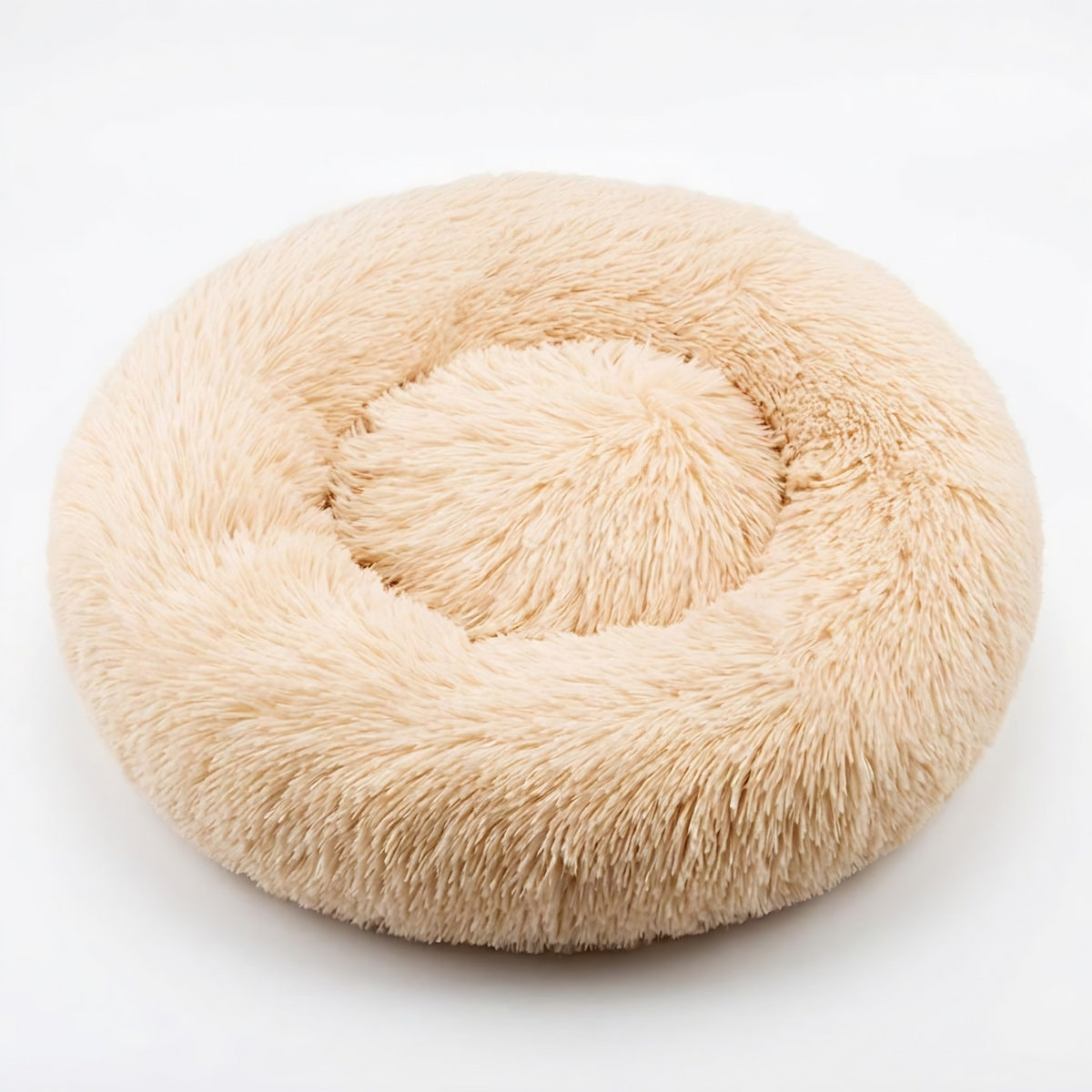 Fluffy Faux Fur Donut Pet Bed for Calming, Cozy Sleep