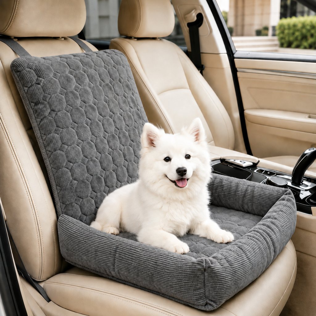 Dog Car Seat for Small Dogs & Cats, High Back Corduroy Booster