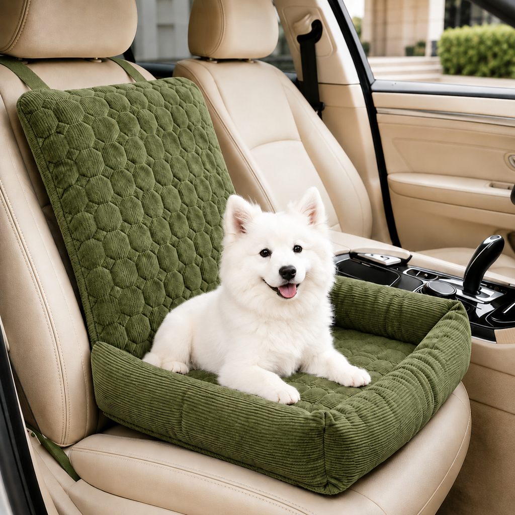 Dog Car Seat for Small Dogs & Cats, High Back Corduroy Booster