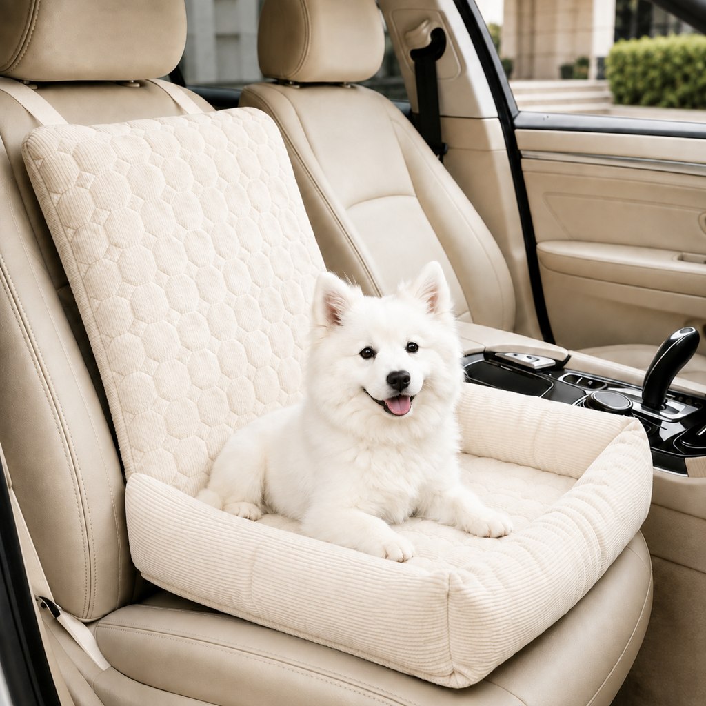Dog Car Seat for Small Dogs & Cats, High Back Corduroy Booster