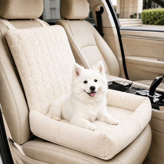 Dog Car Seat for Small Dogs & Cats, High Back Corduroy Booster