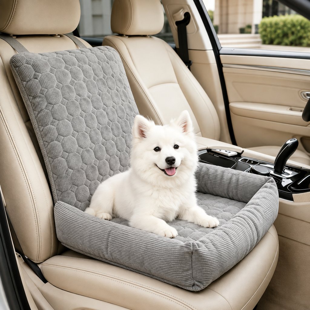 Dog Car Seat for Small Dogs & Cats, High Back Corduroy Booster