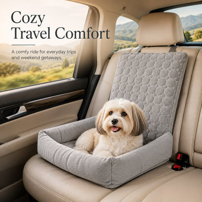 Dog Car Seat for Small Dogs & Cats, High Back Corduroy Booster
