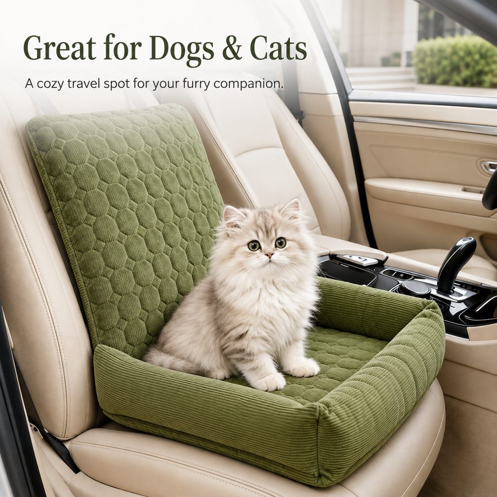 Dog Car Seat for Small Dogs & Cats, High Back Corduroy Booster