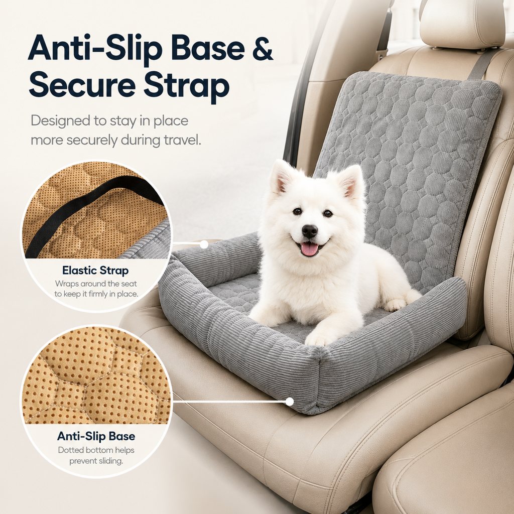 Dog Car Seat for Small Dogs & Cats, High Back Corduroy Booster
