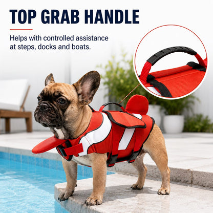 Dog Life Jacket for French Bulldogs with Chin Float & Grab Handle