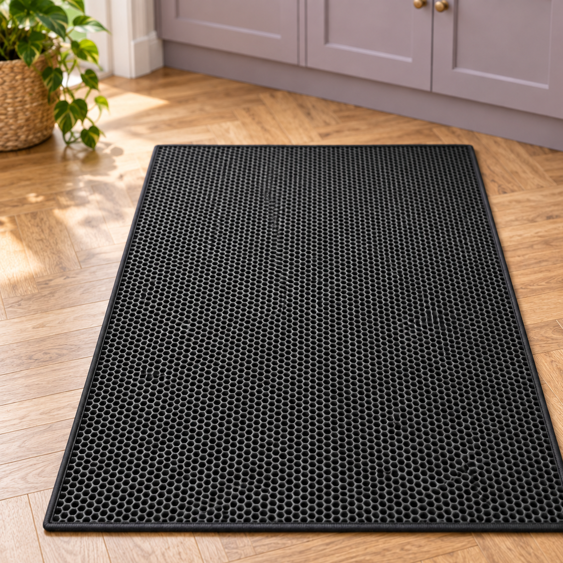 Smart Double-Layer Honeycomb Litter Mat for Clean Floors