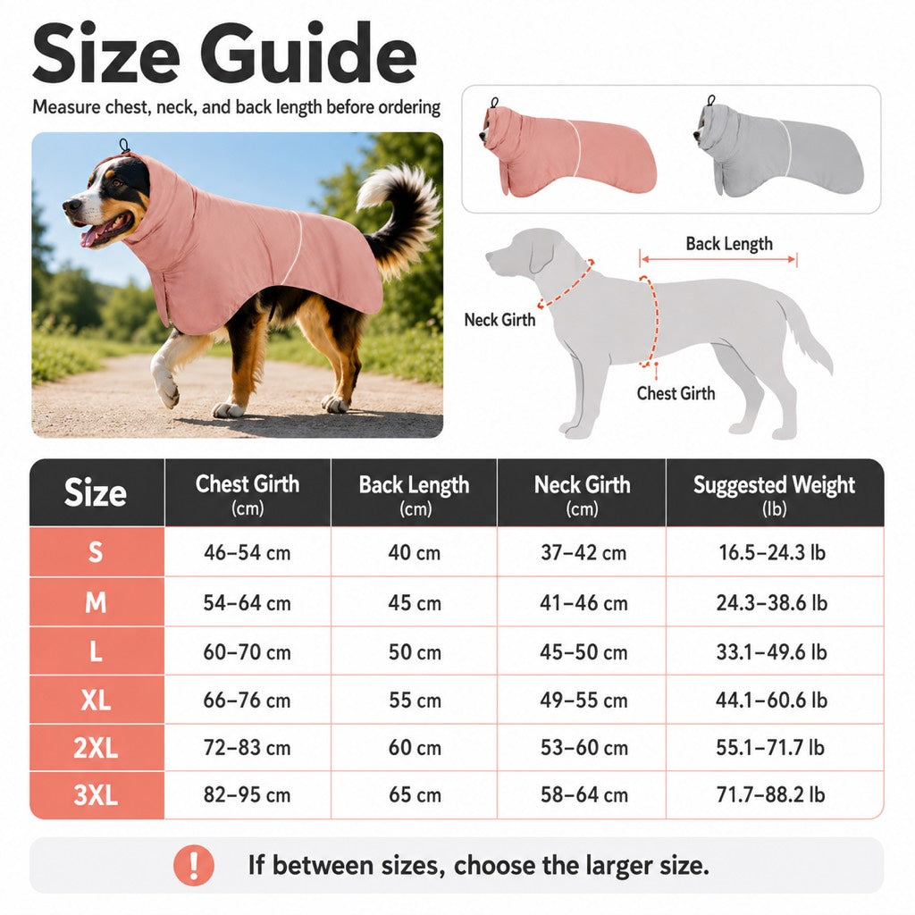 Dog Raincoat with Hood, Lightweight Sun & Rain Cape